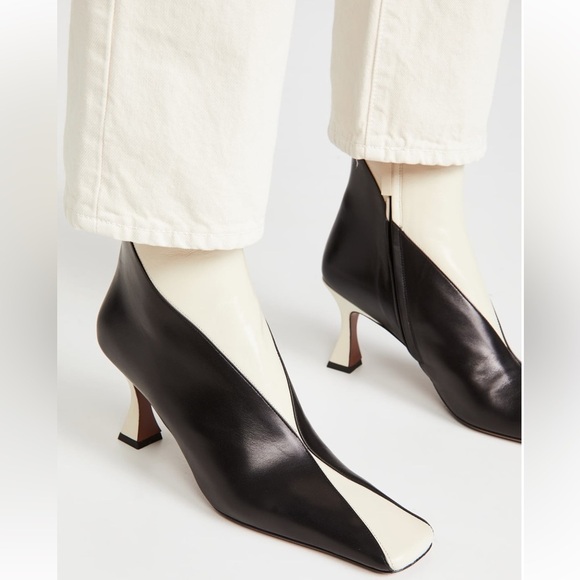 Black and White Leather Duck Boots - Picture 1 of 12